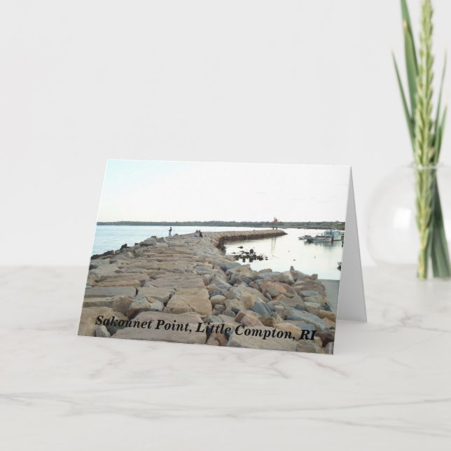 Sakonnet Point breakwater, Little Compton, RI LC Card (Front)