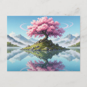 Sakora tree in In the middle of a lake.mountains Postcard
