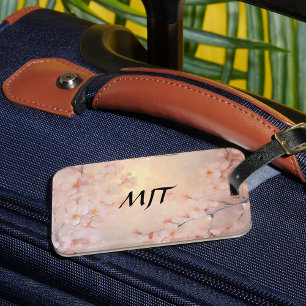 Sakura and Golden Light Cherry Blossom Monogram Luggage Tag