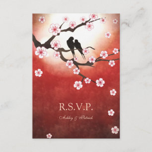 Sakura and Love Birds RSVP Card