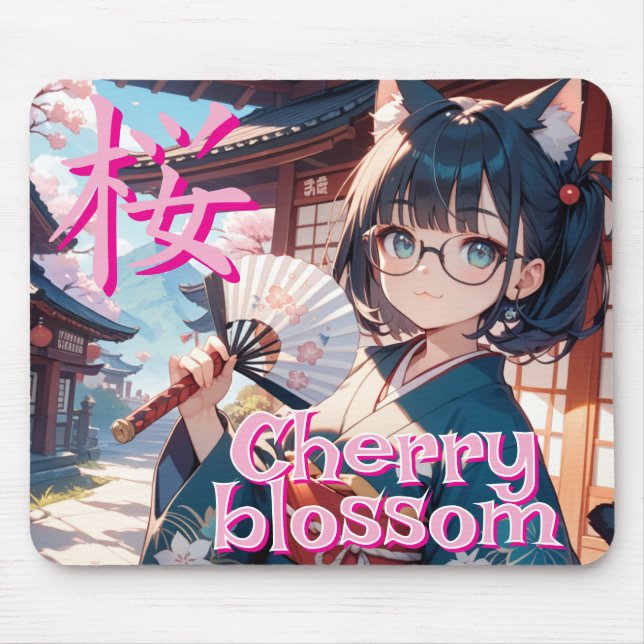 Sakura and Nekomimi no Shojo and Sensu Mouse Mat (Front)
