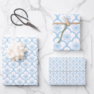 Sakura Baby Blue - White Wrapping Paper Sheet