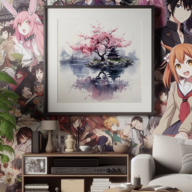 Sakura Blooming over Lake Photo Print (Creator Uploaded)