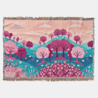 Sakura Blossom Blanket – Magenta Turquoise