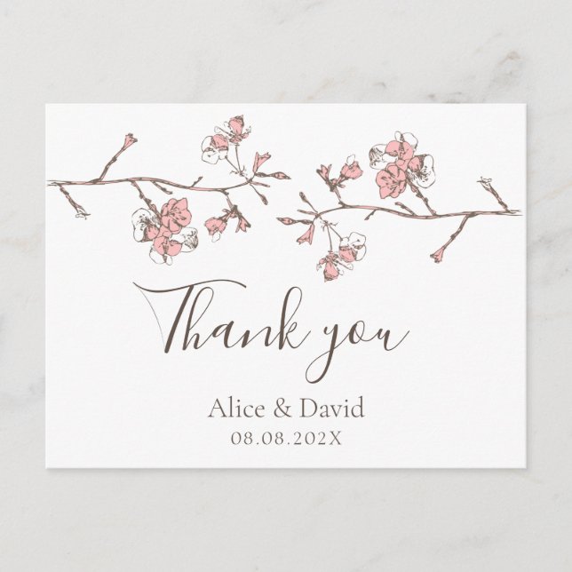 Sakura Blossom Floral Thank you Card  (Front)