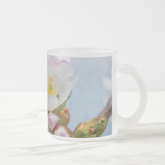 Sakura Blossom Frosted Glass Coffee Mug (Right)