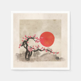 Sakura Blossom Landscape Zen hieroglyph Napkin