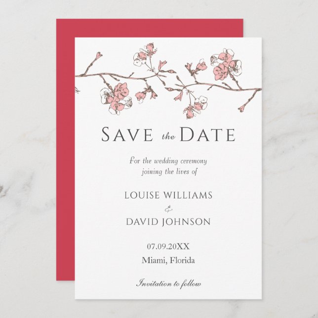 Sakura Blossom Save the Date Card (Front/Back)