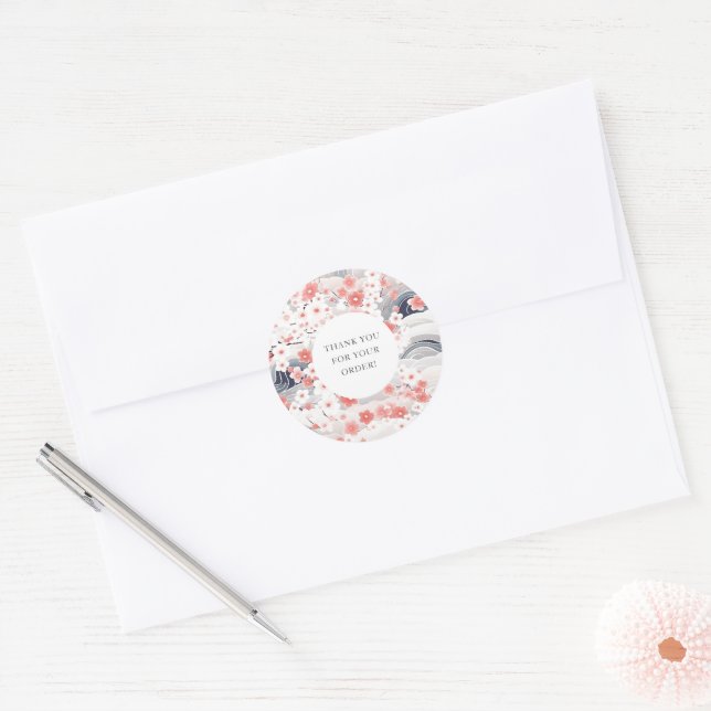Sakura Blossom Thank You For Your Order Classic Round Sticker (Envelope)
