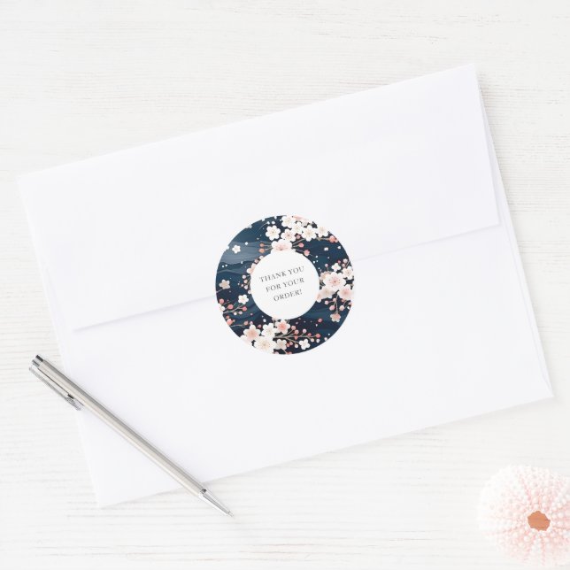 Sakura Blossom Thank You For Your Order Classic Round Sticker (Envelope)