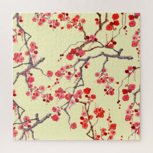 Sakura Blossom Watercolor Seamless Pattern Jigsaw Puzzle