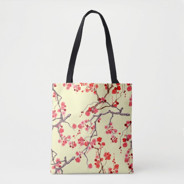 Sakura Blossom Watercolor Seamless Pattern Tote Bag (Front)