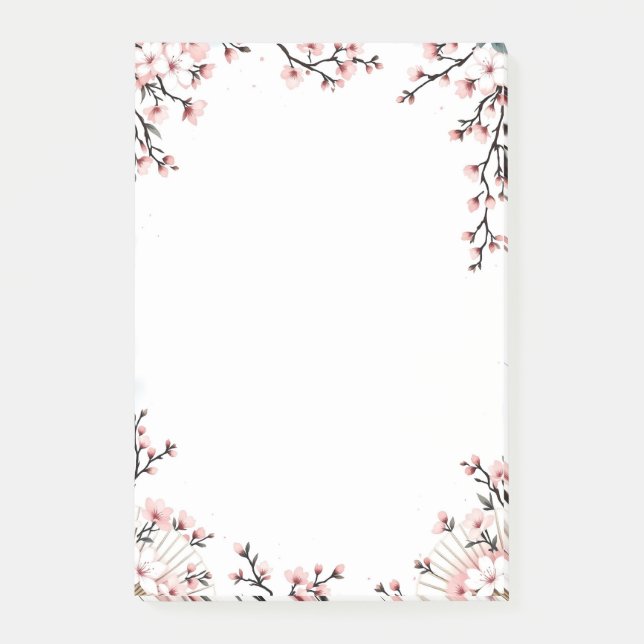 Sakura Blossoms and Fans Post-it Notes (Front)
