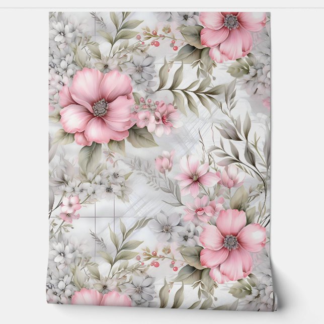 Sakura Blush Serenade Botanical Wallpaper (Unrolling)