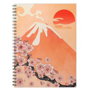 Sakura branch and volcano notebook