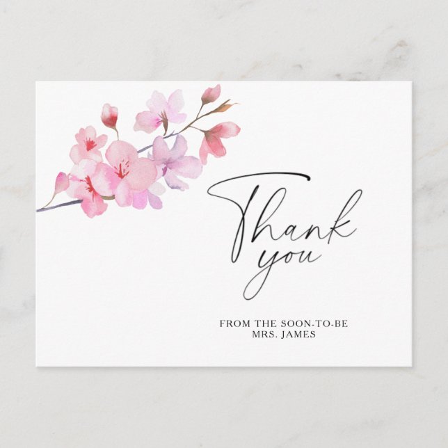Sakura - bridal shower thank you card (Front)