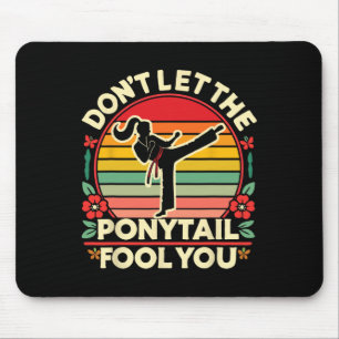 Sakura Butterfly Karate Girl Don't Let The Ponytai Mouse Mat