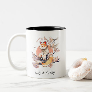 Sakura cat | Japanesee Anime Style Two-Tone Coffee Mug