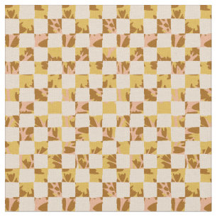 sakura check quilt - vivid mosaic pink yellow brow fabric