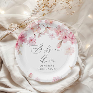 Sakura cherry blossom baby shower paper plate