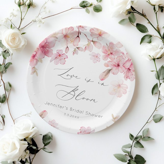 Sakura cherry blossom bridal shower paper plate (Creator Uploaded)