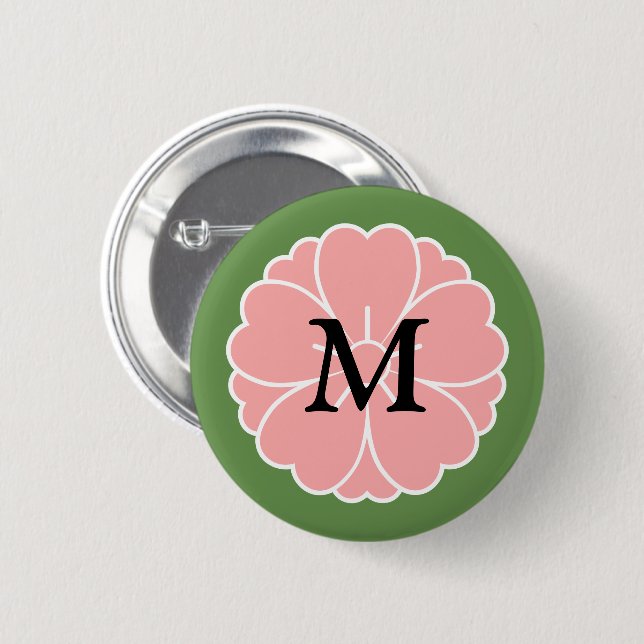 Sakura Cherry Blossom Crest: Monogram 6 Cm Round Badge (Front & Back)