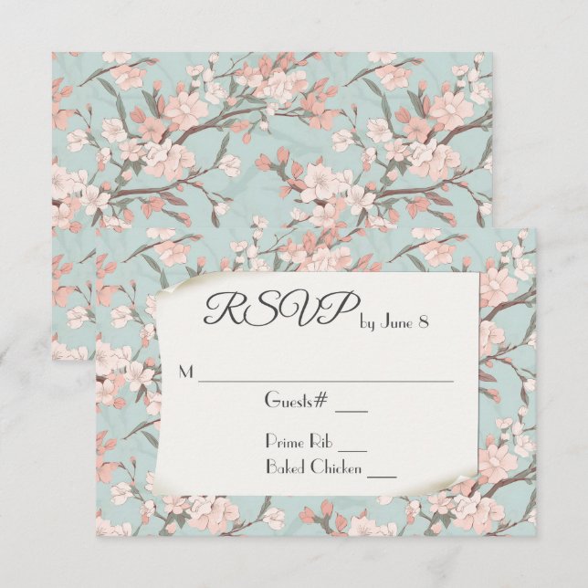 Sakura Cherry Blossom Design RSVP Card (Front/Back)