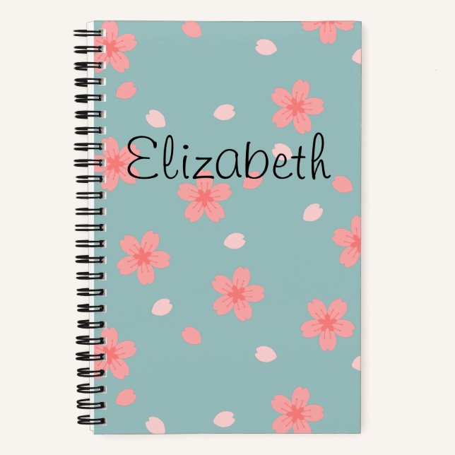 Sakura Cherry Blossom Floral Pattern Notebook (Front)