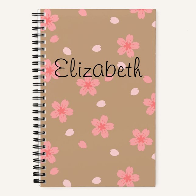Sakura Cherry Blossom Floral Pattern Notebook (Front)