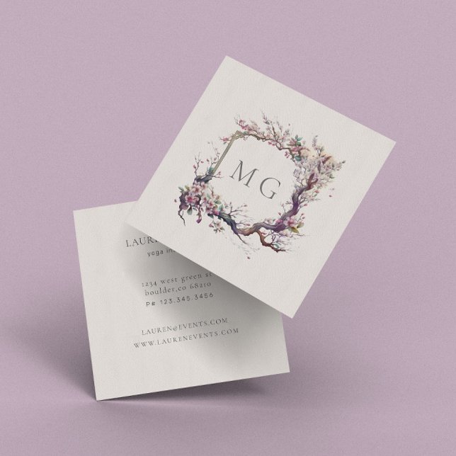 Sakura Cherry Blossom Floral Square Business Card (Creator Uploaded)