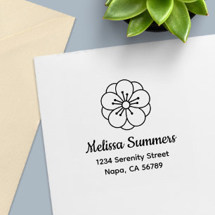 Sakura Cherry Blossom Flower Address Self-inking Stamp