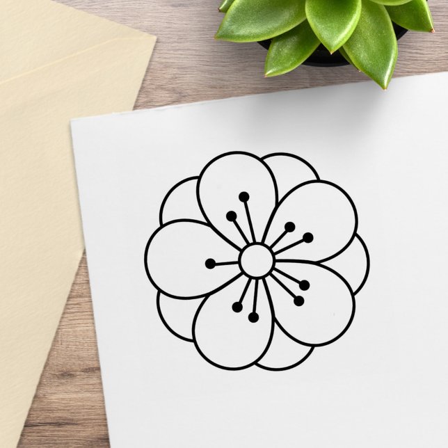 Sakura Cherry Blossom Flower Colour Me Rubber Stamp (Creator Uploaded)