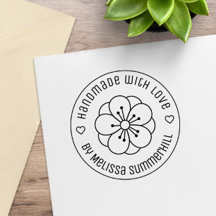 Sakura Cherry Blossom Flower Handmade with Love Rubber Stamp