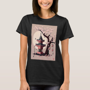 Sakura Cherry Blossom Garden Shrine Lanterns on tr T-Shirt