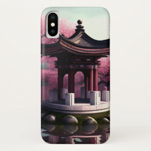 Sakura Cherry Blossom Garden Shrine Pond Japanese iPhone X Case