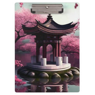 Sakura Cherry Blossom Garden Shrine Pond Japanese Clipboard