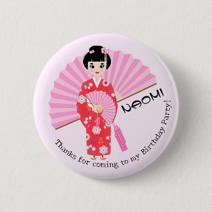 Sakura Cherry Blossom Japanese Girl Birthday Party 6 Cm Round Badge