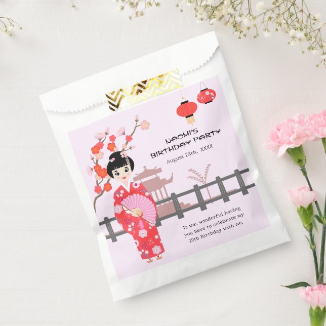 Sakura Cherry Blossom Japanese Girl Birthday Party Favour Bags (Sealed)