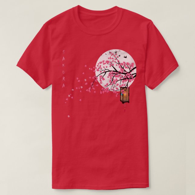 Sakura Cherry Blossom Japanese Graphical Art Flowe T-Shirt (Design Front)