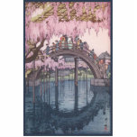 Sakura Cherry Blossom, Kameido River Bridge Japan Photo Sculpture Decoration<br><div class="desc">Japanese sakura flowers also known as cherry blossoms bloom on the river over Kameido bridge.  At the Kameido Tenjin Shrine in feudal Japan.</div>