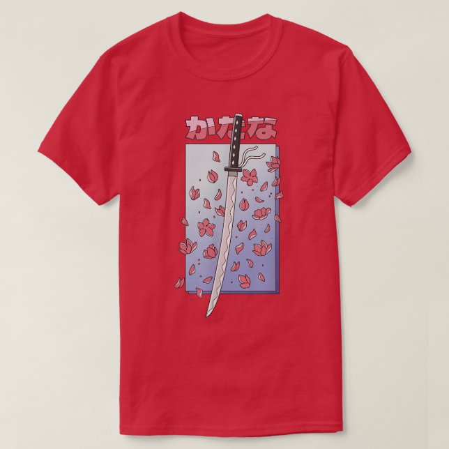 Sakura Cherry Blossom Katana  T-Shirt (Design Front)