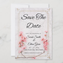 Sakura Cherry Blossom Pink Flor Save The Date Card