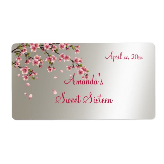 Sakura, Cherry Blossom Sweet Sixteen Label Shipping Label