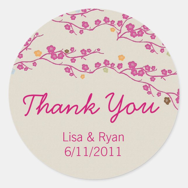 Sakura Cherry Blossom Thank You Stickers (Front)