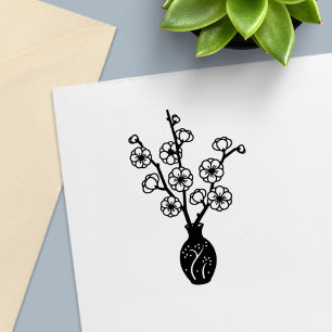 Sakura Cherry Blossom Vase Self-inking Stamp