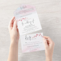 Sakura Cherry Blossom Watercolor Script Wedding