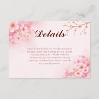 Sakura Cherry Blossom Wedding Enclosure Card