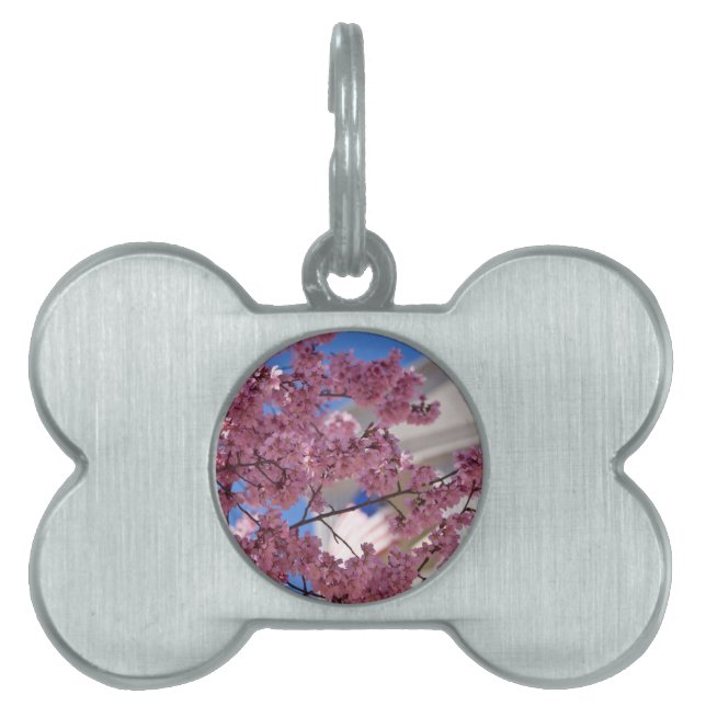 Sakura Cherry Blossoms Americana Pet ID Tag (Front)