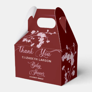 Sakura Cherry Blossoms Baby Shower Burgundy Favour Box