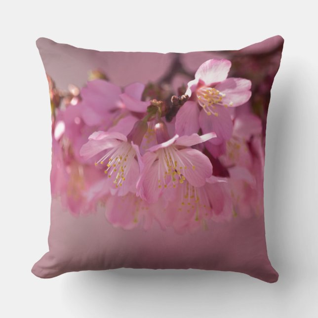 Sakura Cherry Blossoms Delicate Pink Bouquet Cushion (Front)